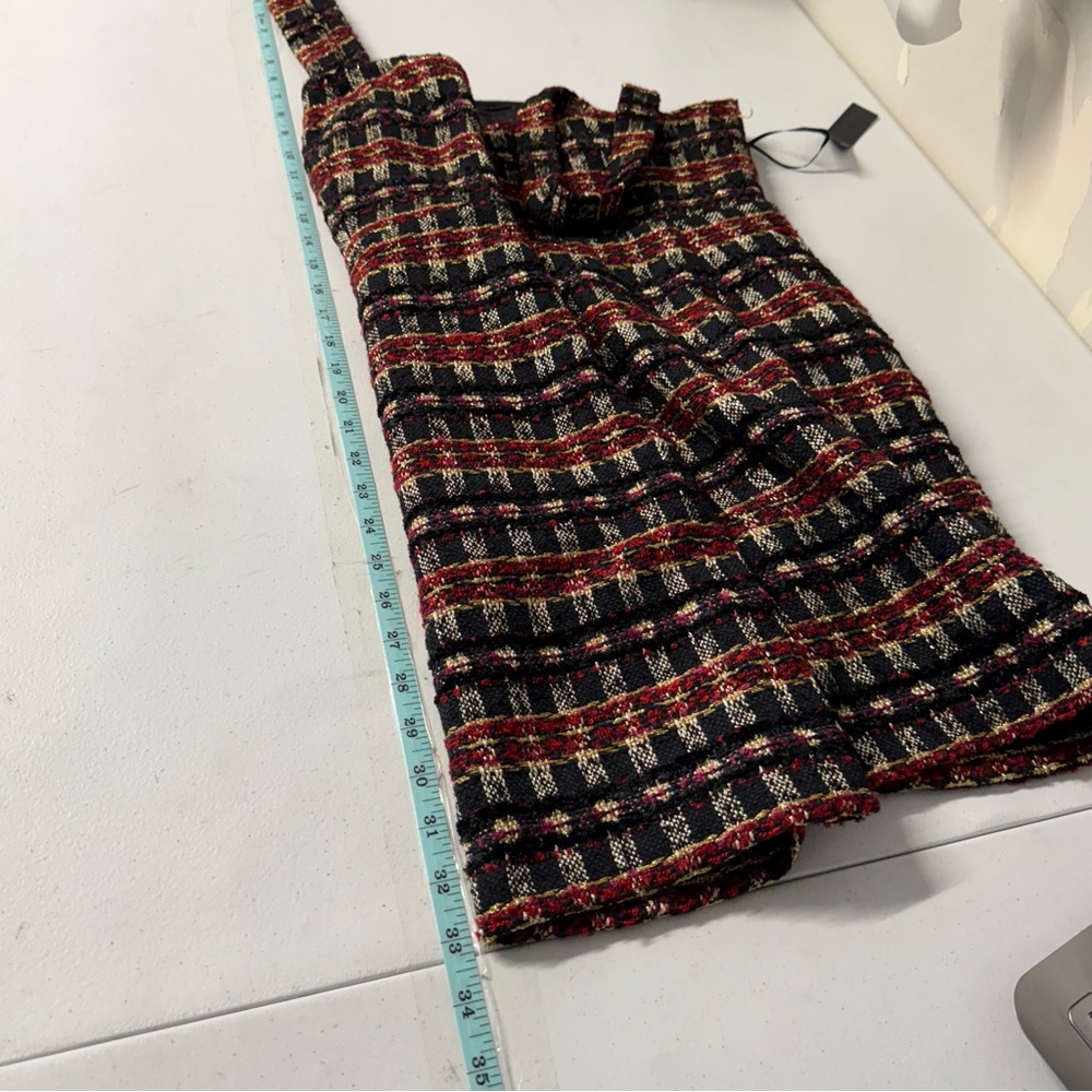 House of Harlow 1960 Boucle Dress Black Red Gold StrapS Preppy‎ Academia NEW - Picture 3 of 16